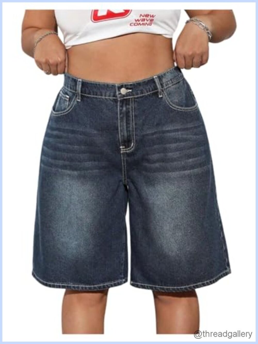 Plus Size Bermuda Denim Shorts High Waisted Y2K Baggy Wide Leg Jorts